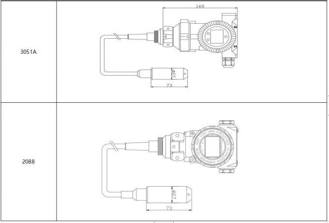 Sensor de nível de água de ecrã LCD LED 24VDC Transmissor de nível submersivel 3