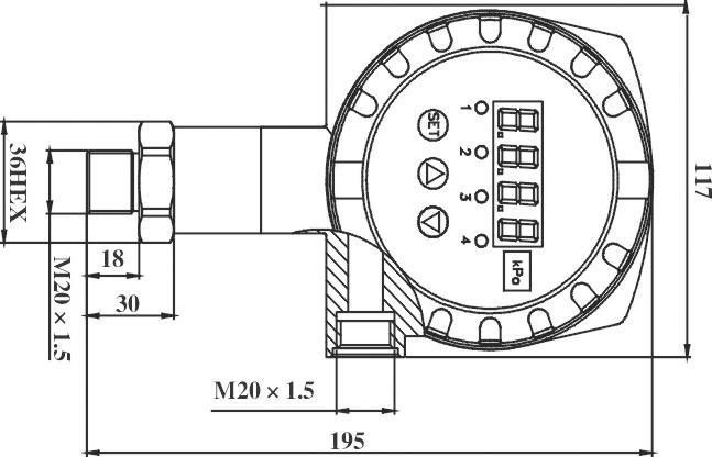 BPZK03-1 Interruptor de Pressão Inteligente 116mm Dia Interruptor de Pressão Diferencial Eletrônica 1